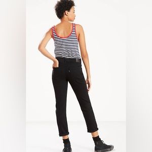 Levi’s 511 slim boyfriend jeans straight black finished hem cropped high rise 28